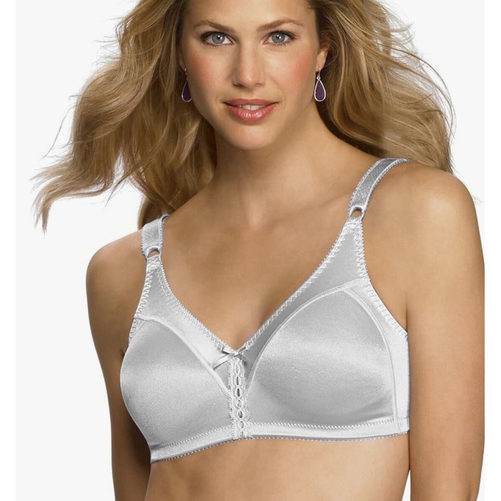 Bali Women's 44D Stay In Place, Double Support,‎ Wire-Free Bra, White, Msrp $44